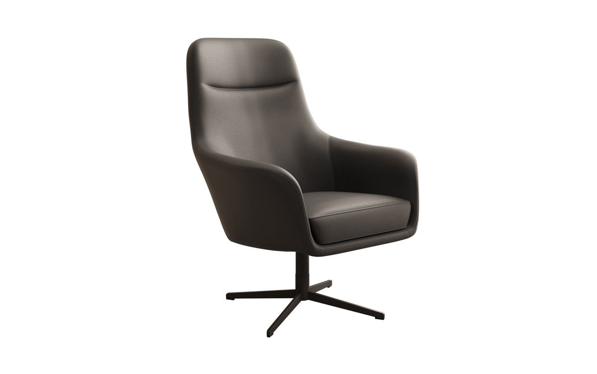 Designer fauteuil Ren 360° draaifunctie in echt leer