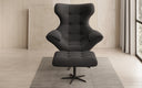Designer bank-fauteuil Aurelio incl. bijzetkruk in Bouclé