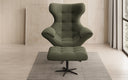 Designer bank-fauteuil Aurelio incl. bijzetkruk in Bouclé