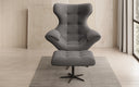 Designer bank-fauteuil Aurelio incl. bijzetkruk in Bouclé