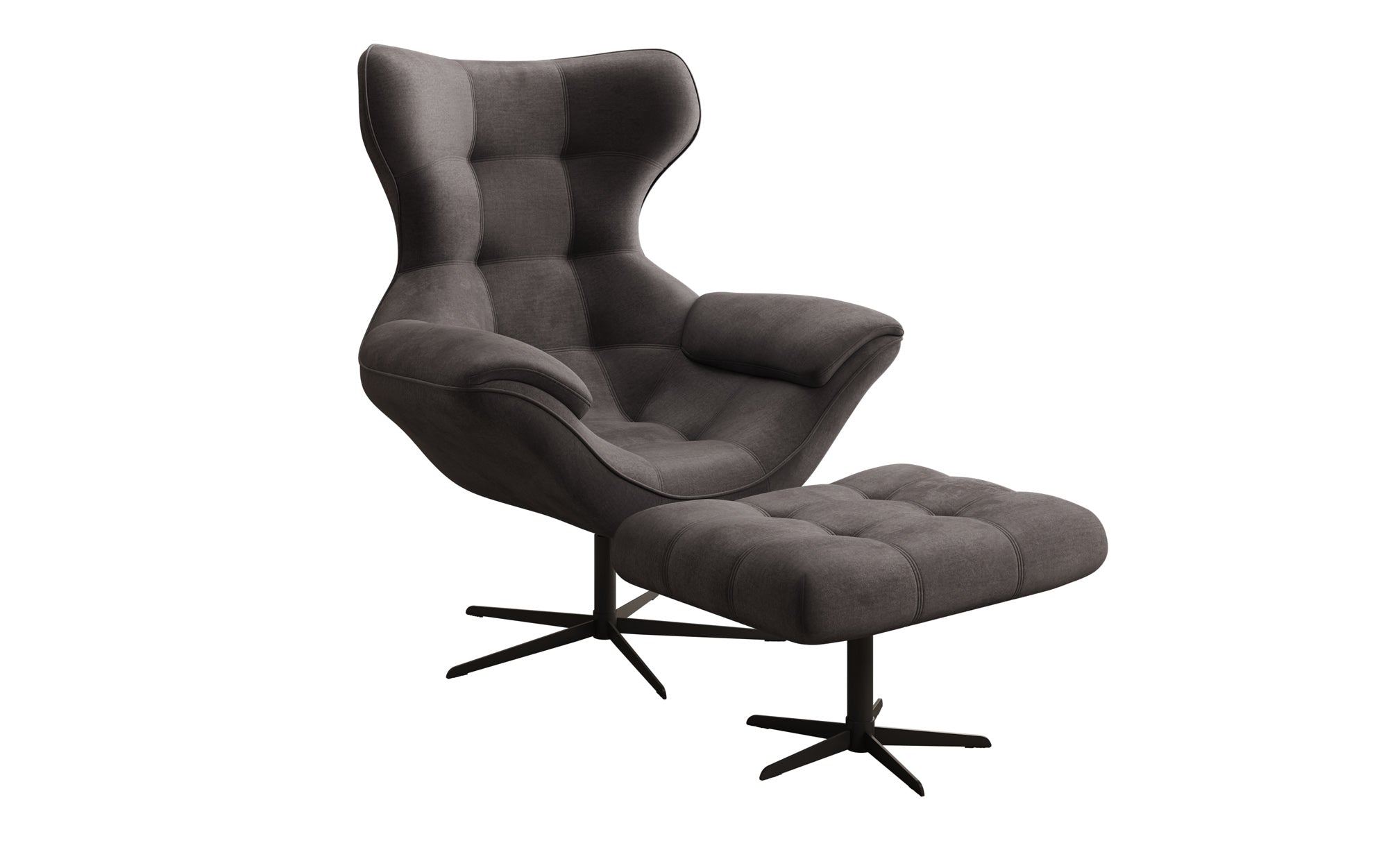 Designer Sofa-Sessel Aurelio inkl. Beistellhocker in Fluweel