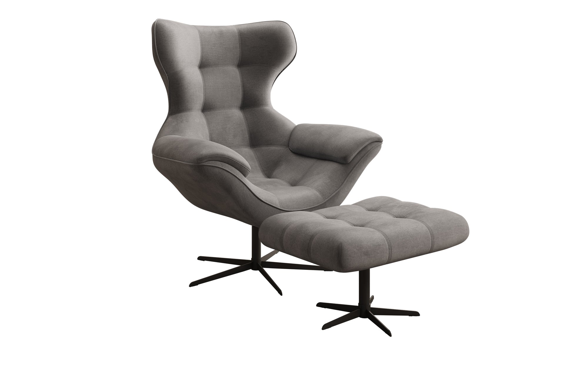 Designer Sofa-Sessel Aurelio inkl. Beistellhocker in Fluweel
