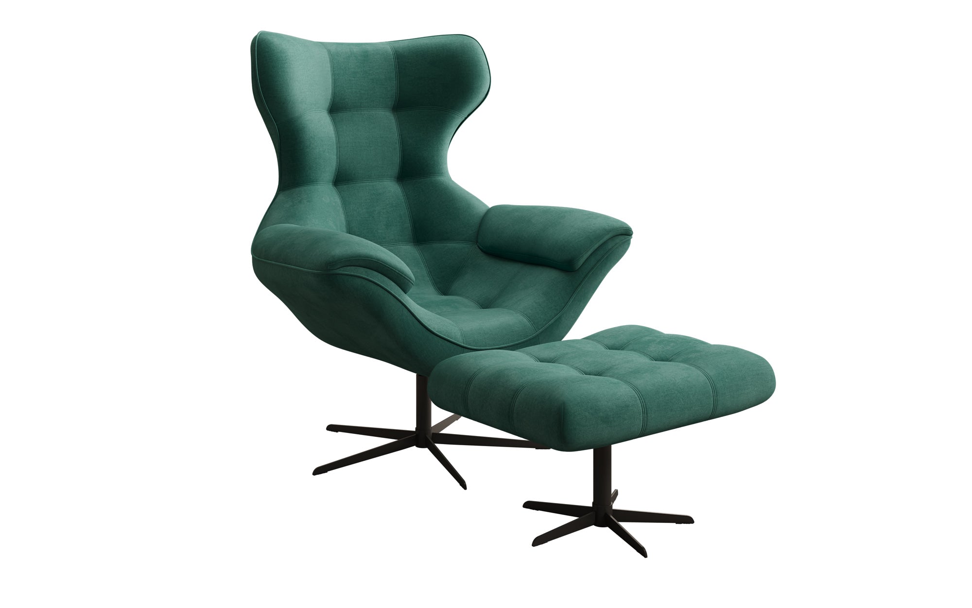 Designer Sofa-Sessel Aurelio inkl. Beistellhocker in Fluweel