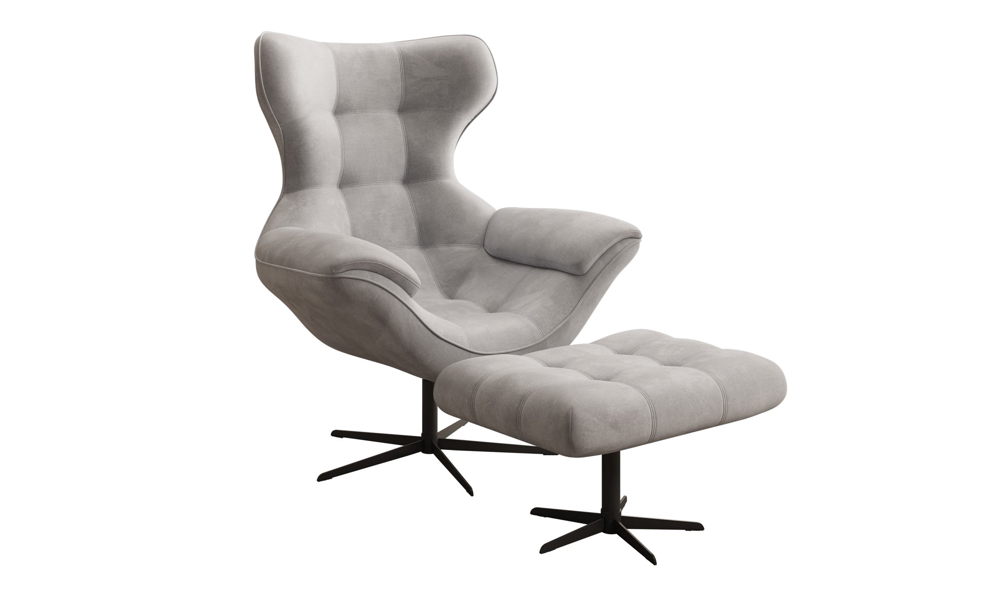 Designer Sofa-Sessel Aurelio inkl. Beistellhocker in Fluweel