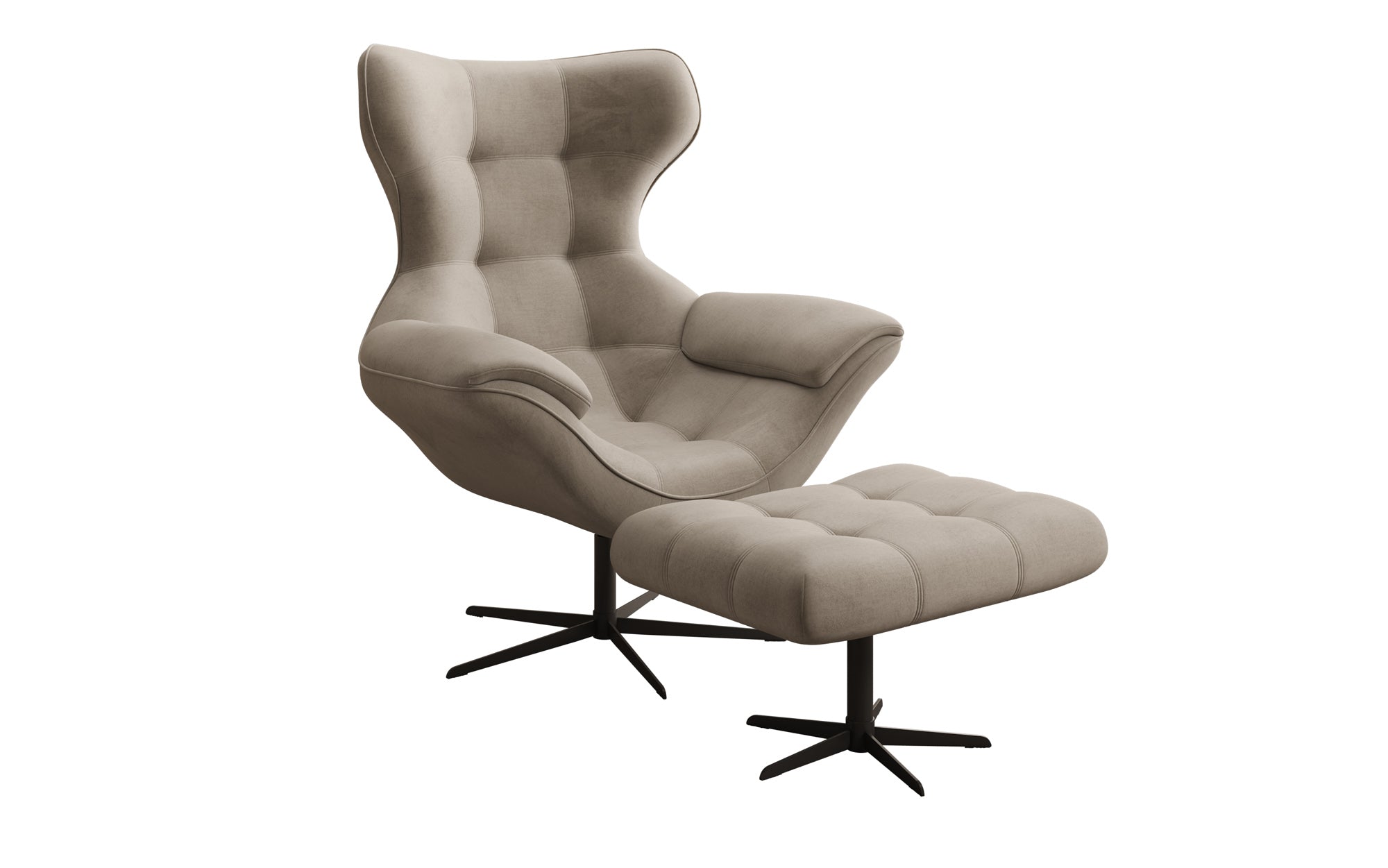 Designer Sofa-Sessel Aurelio inkl. Beistellhocker in Fluweel