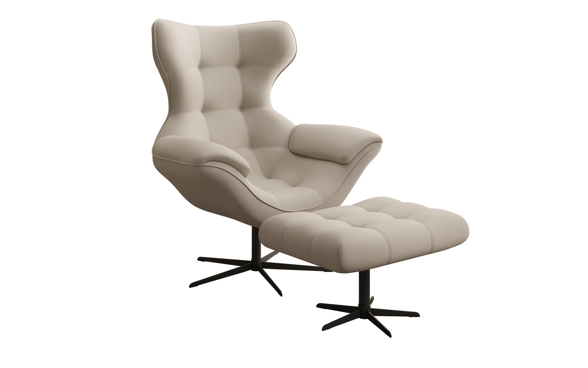 Designer Sofa-fauteuil Aurelio incl. bijzetkruk in Stof