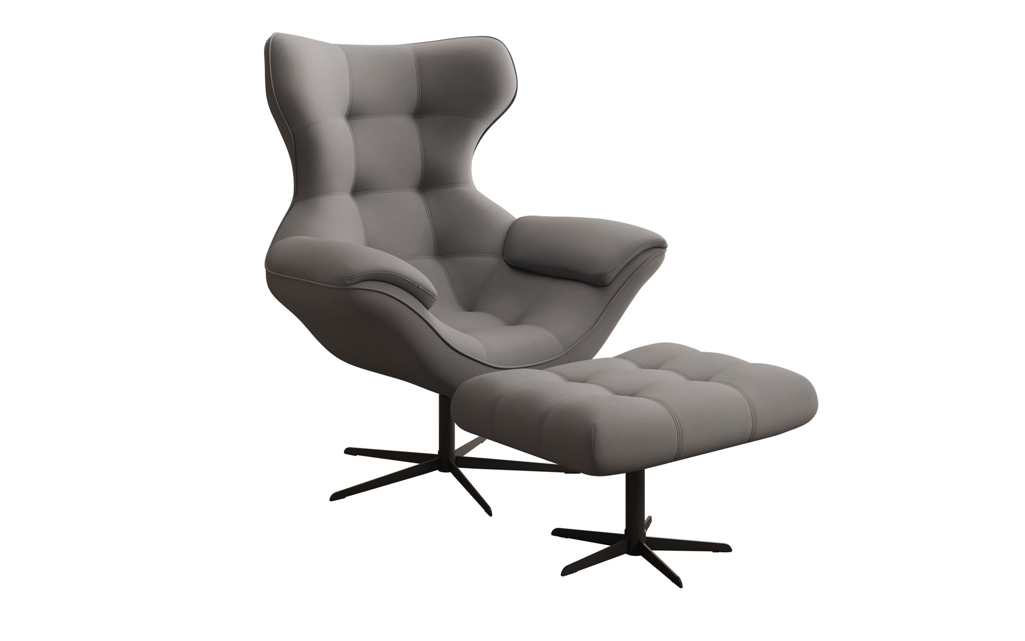 Designer Sofa-fauteuil Aurelio incl. bijzetkruk in Stof