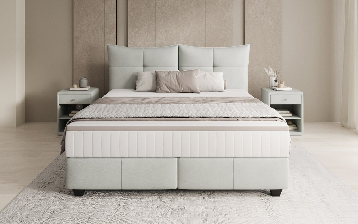 Boxspringbed Veyora in Echtleder