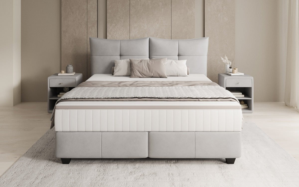 Boxspringbed Veyora in Echtleder