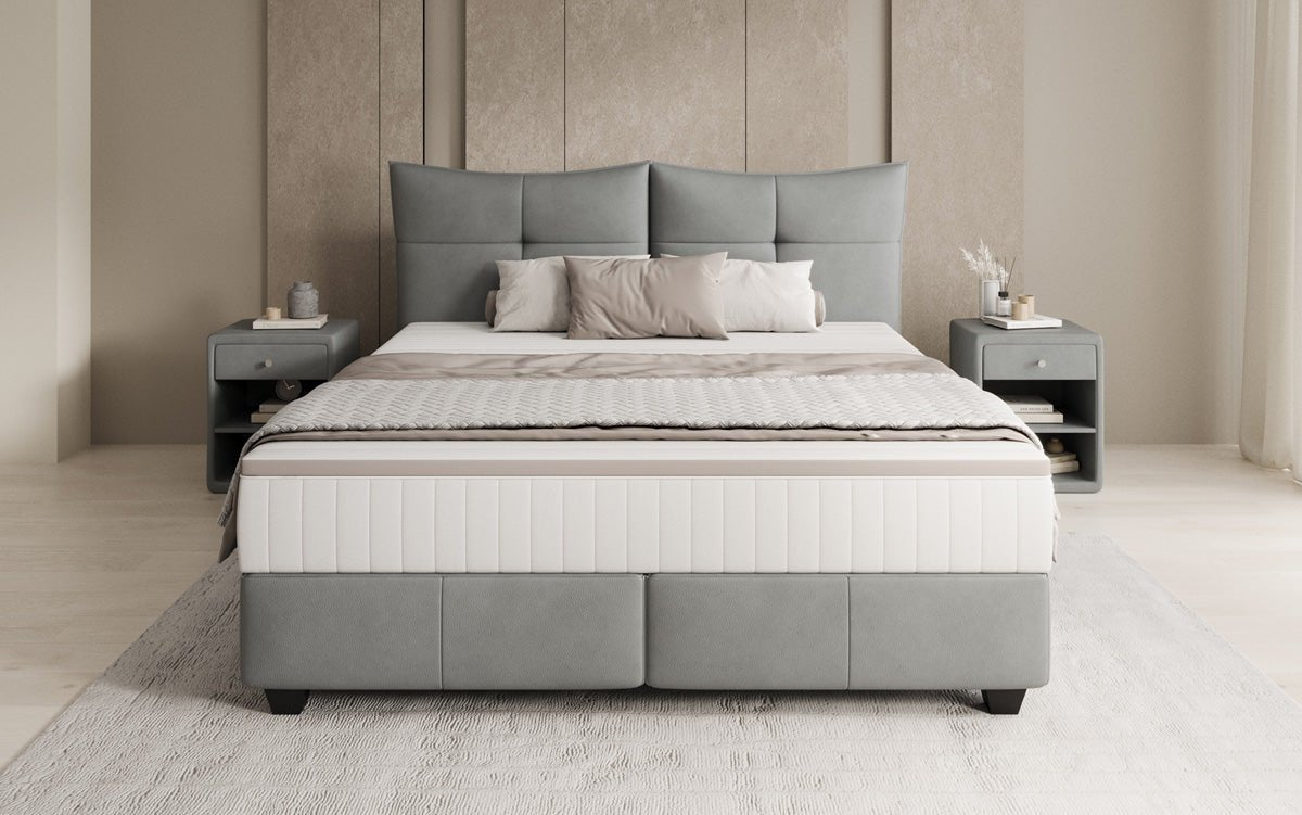 Boxspringbed Veyora in Echtleder
