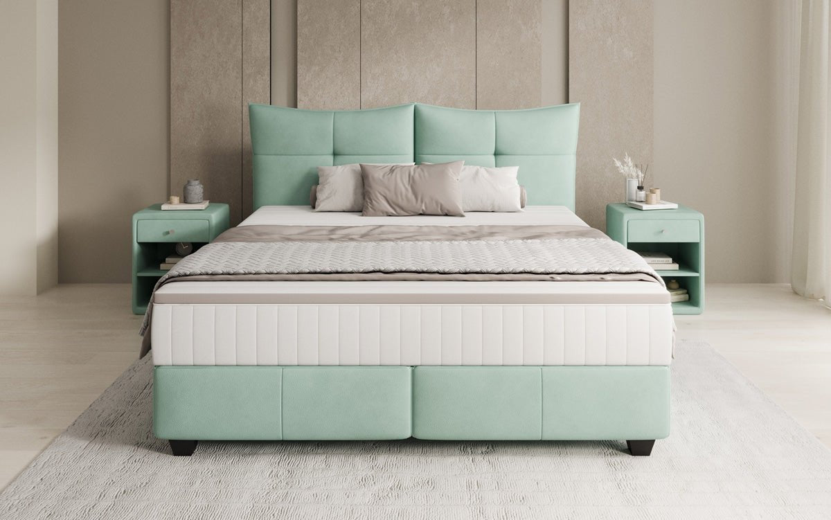 Boxspringbed Veyora in Echtleder