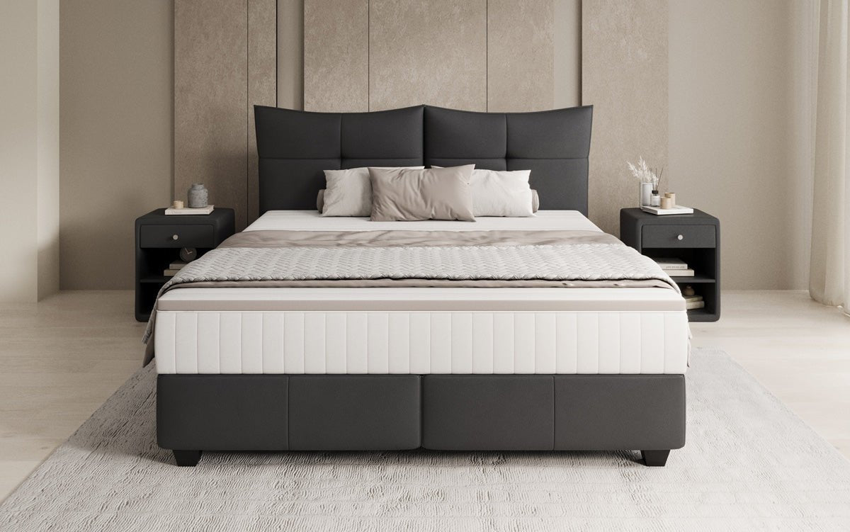 Boxspringbed Veyora in Echtleder