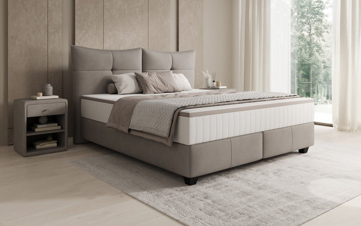Boxspringbed Veyora in Echtleder