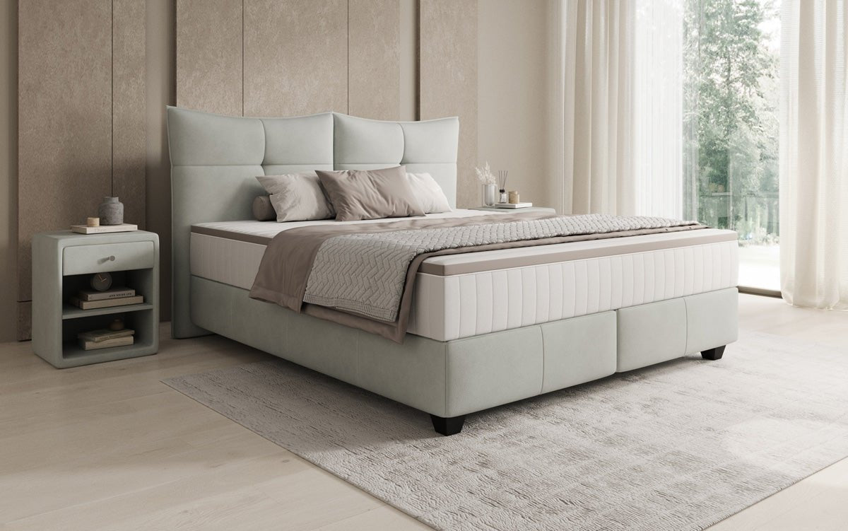 Boxspringbed Veyora in Echtleder