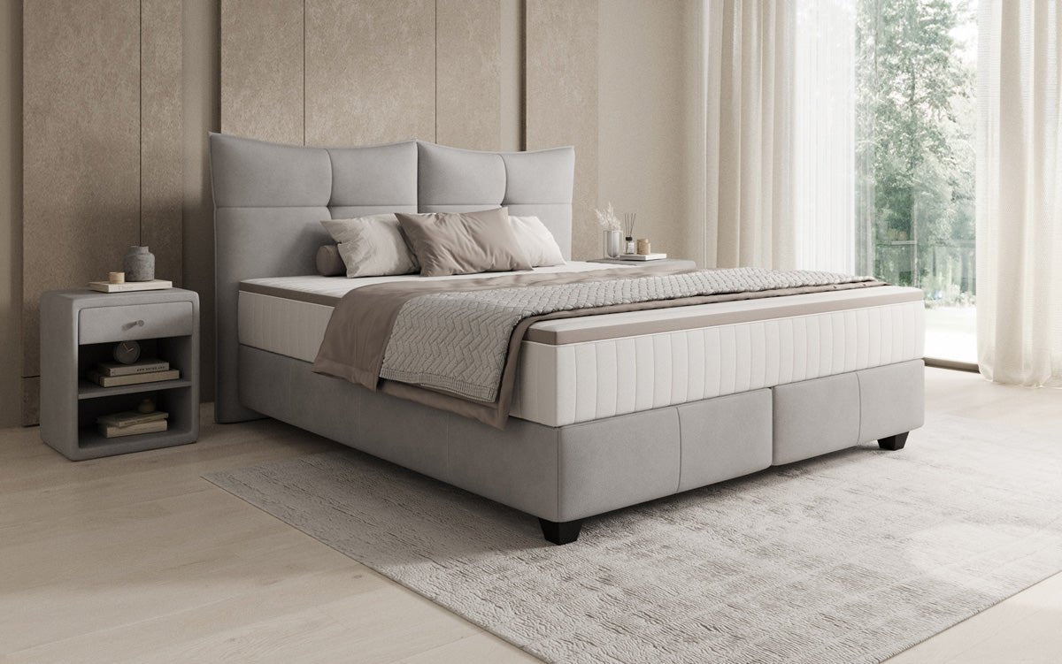 Boxspringbed Veyora in Echtleder