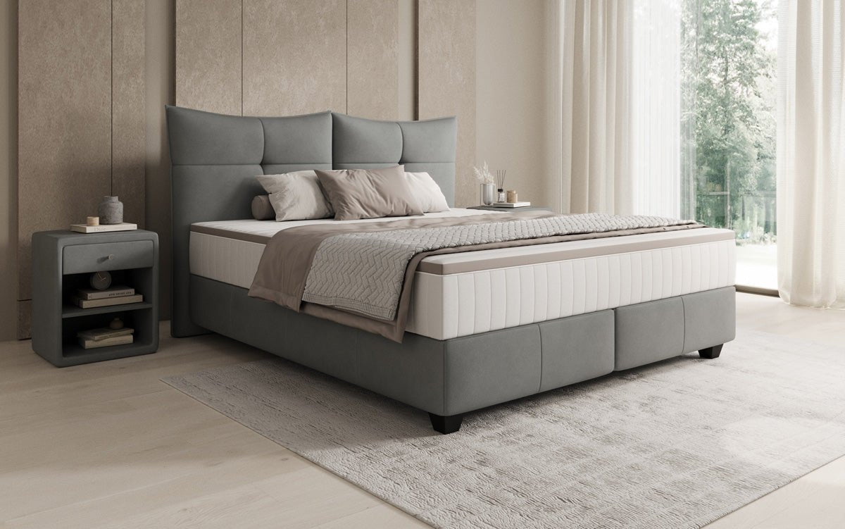 Boxspringbed Veyora in Echtleder