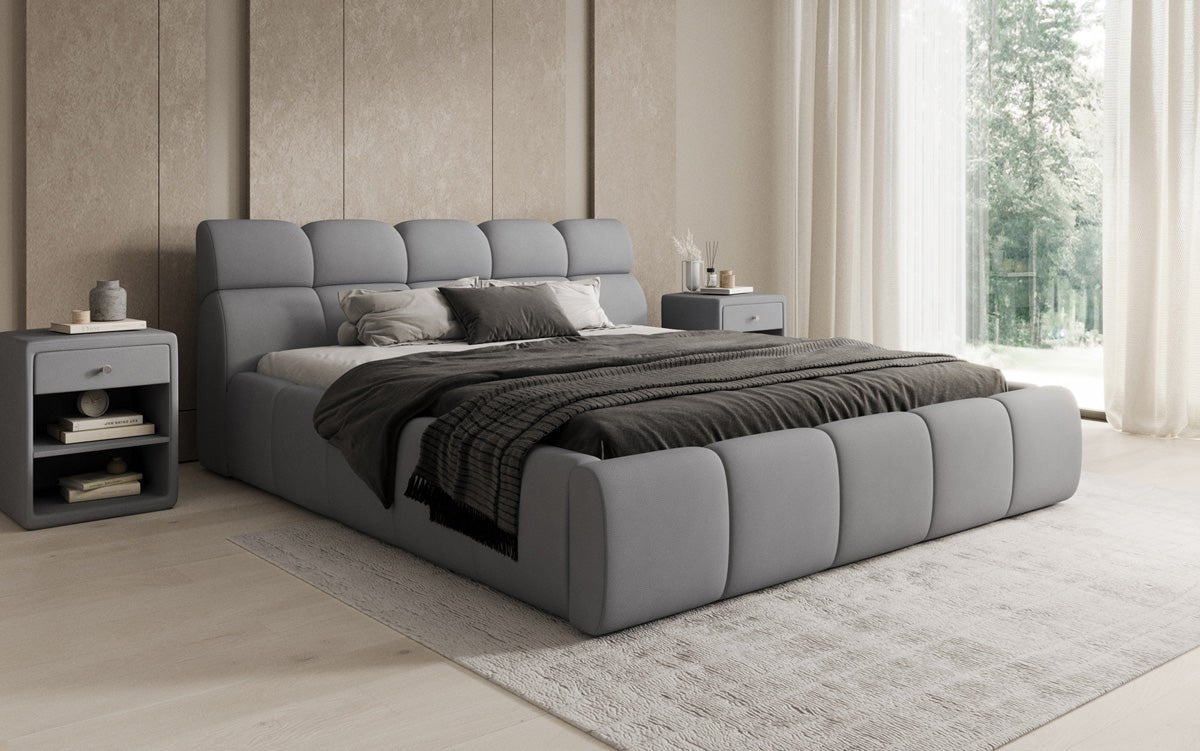 Designer gestoffeerd bed Dallas Stof met opbergruimte
