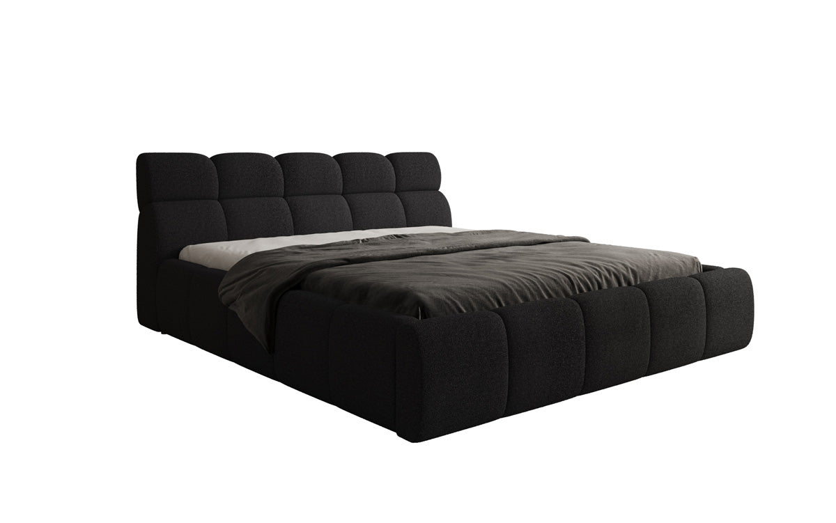 Designer gestoffeerd bed Dallas Bouclé met opbergruimte
