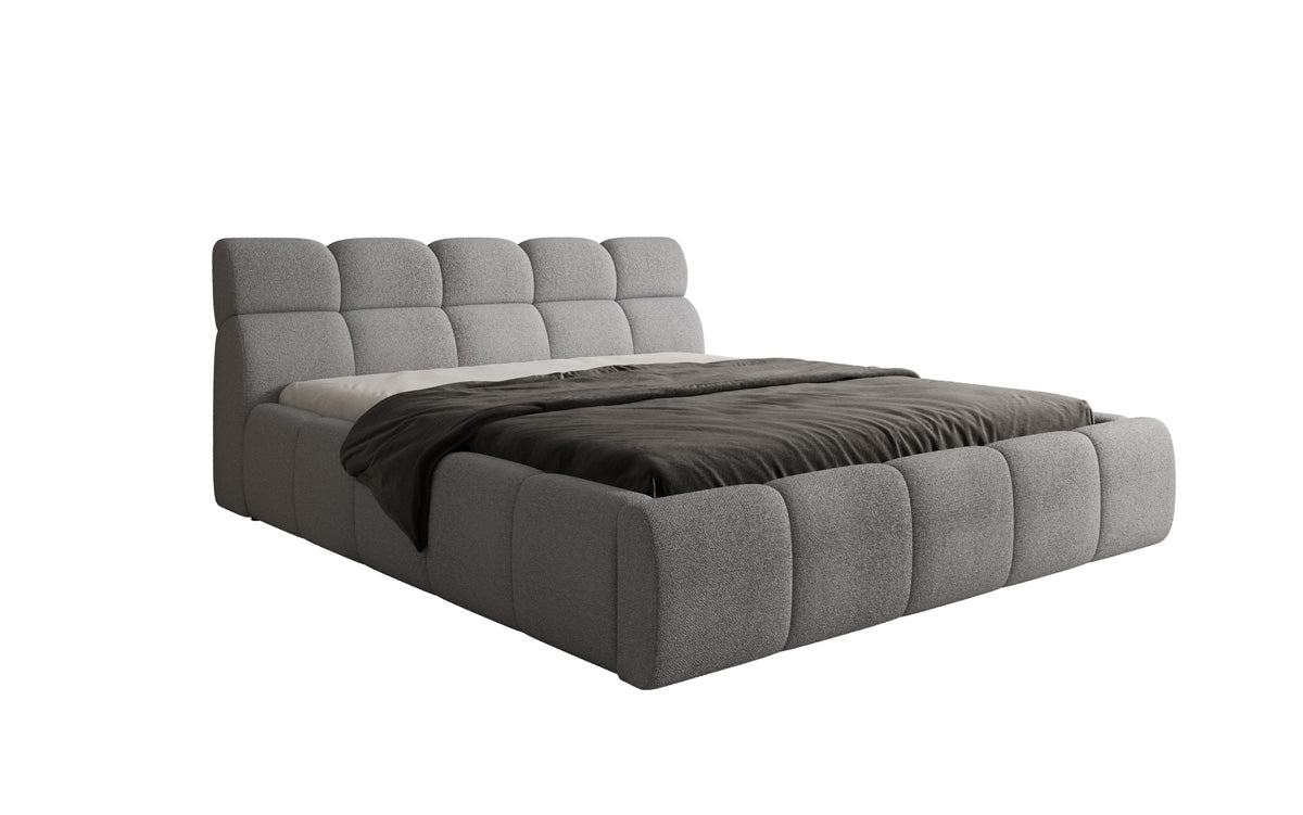 Designer gestoffeerd bed Dallas Bouclé met opbergruimte