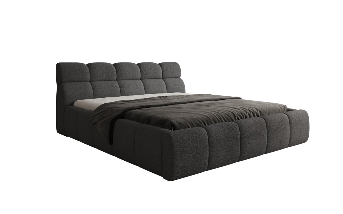 Designer gestoffeerd bed Dallas Bouclé met opbergruimte