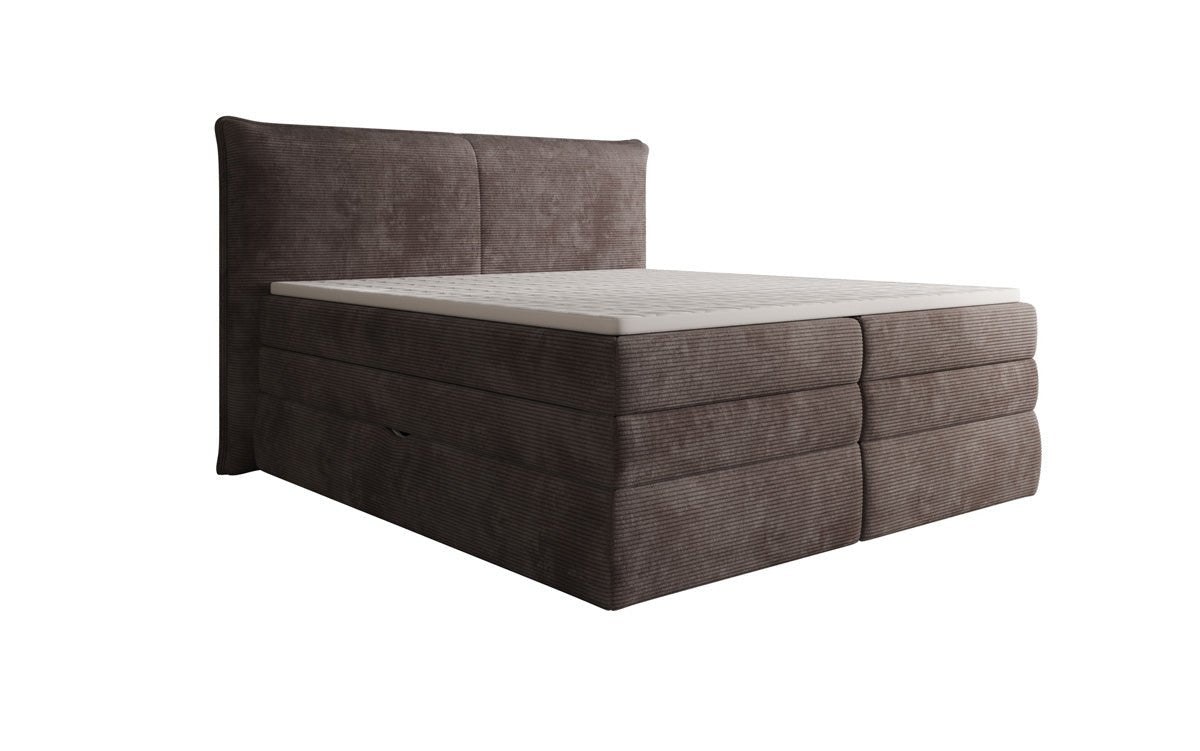 Boxspringbed Avelora met opbergruimte in Ribstof