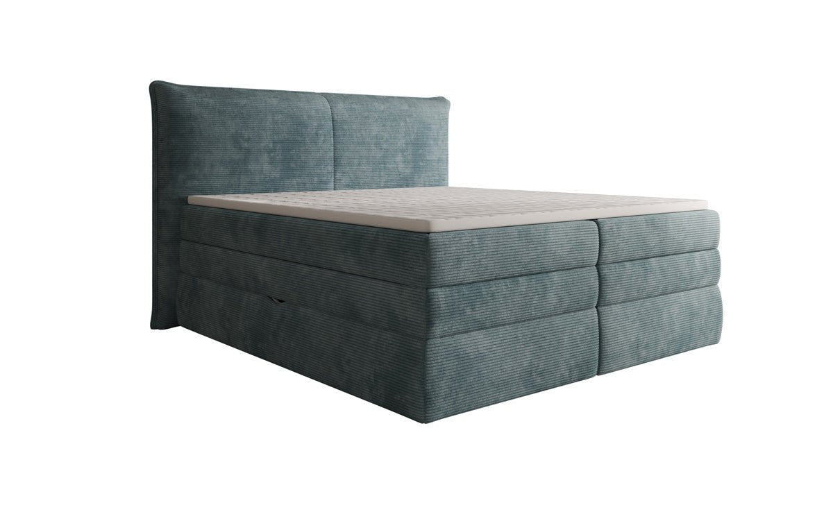 Boxspringbed Avelora met opbergruimte in Ribstof