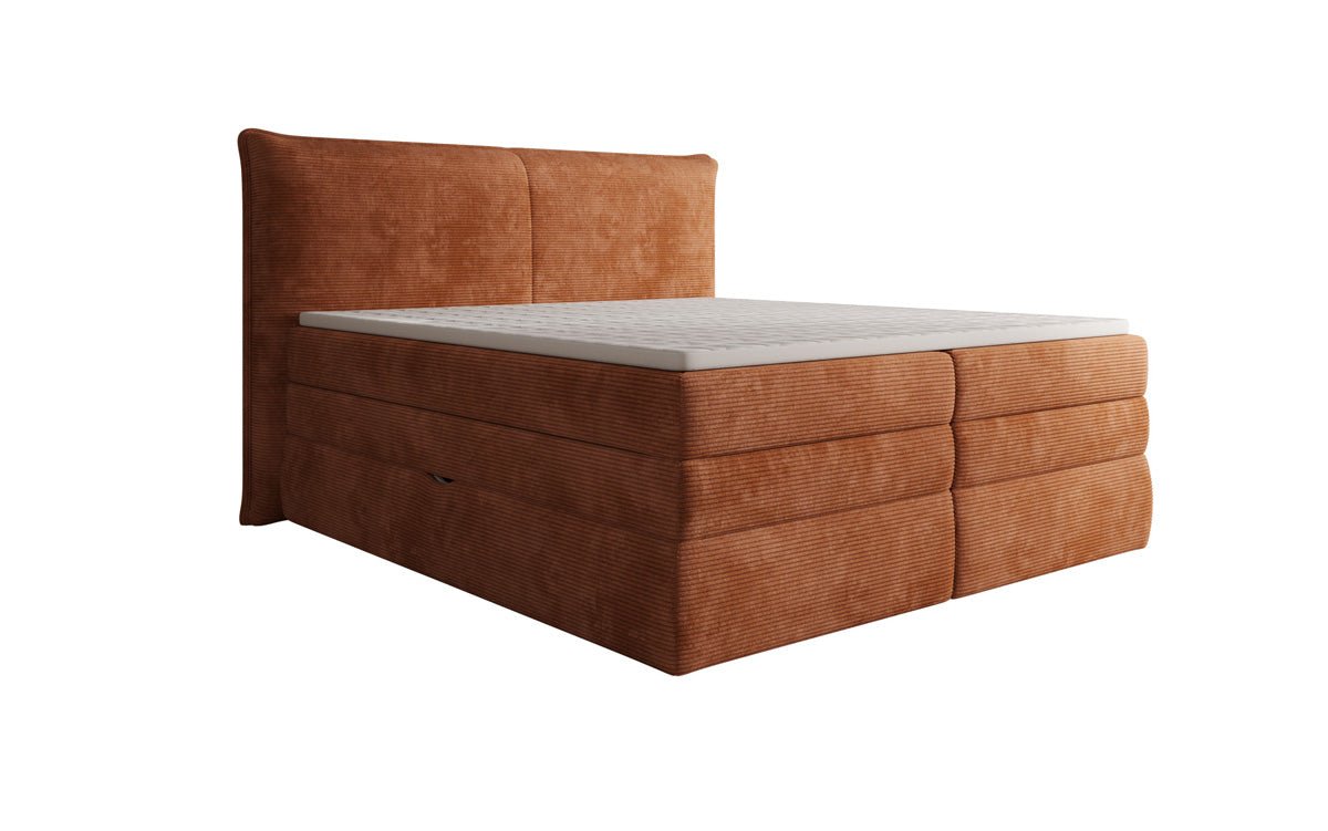 Boxspringbed Avelora met opbergruimte in Ribstof