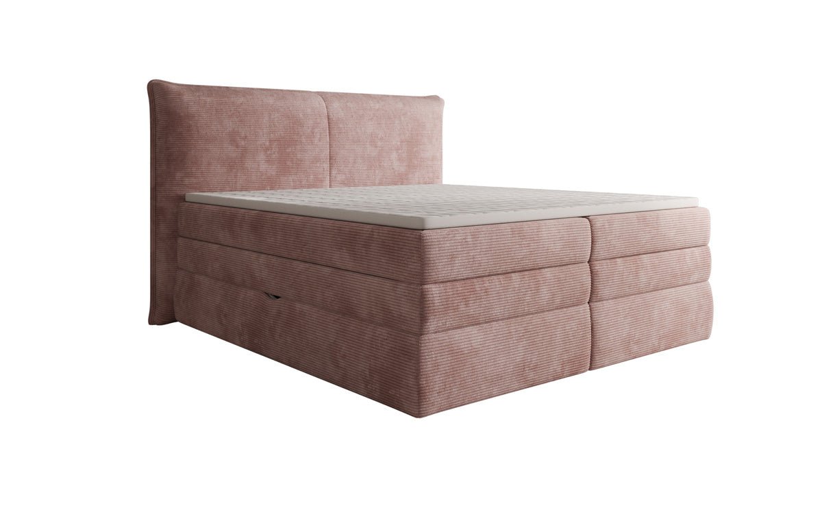 Boxspringbed Avelora met opbergruimte in Ribstof