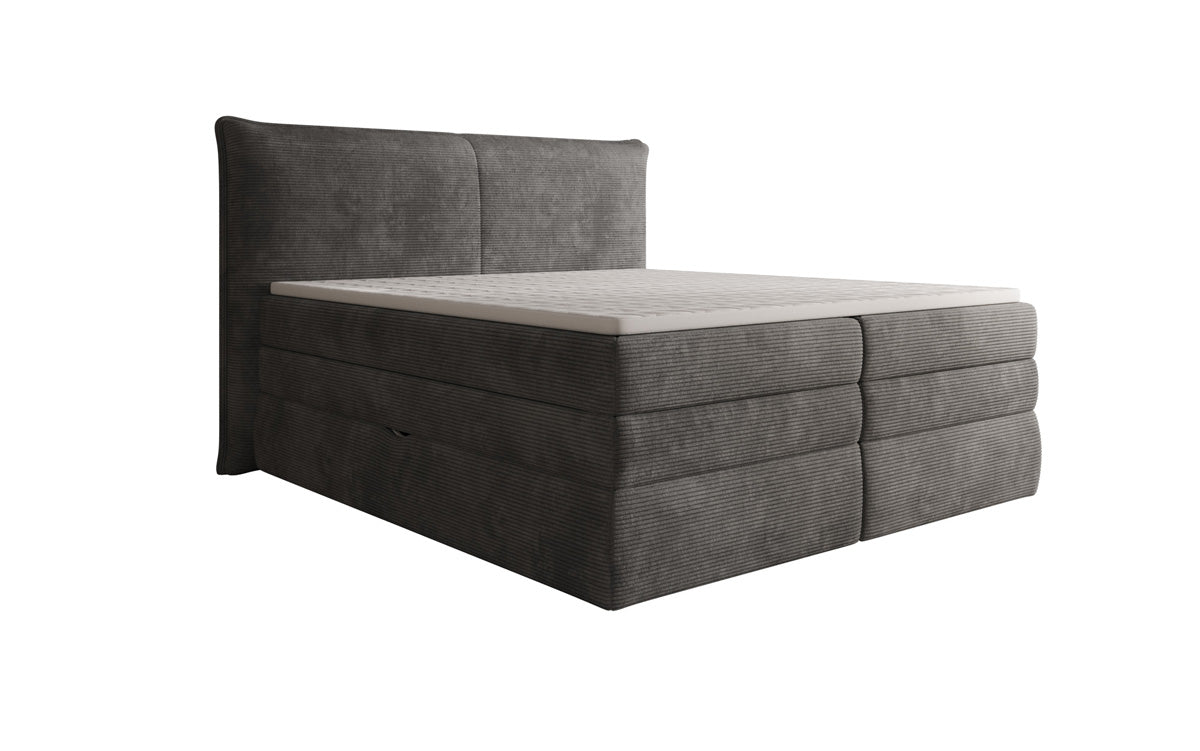 Boxspringbed Avelora met opbergruimte in Ribstof