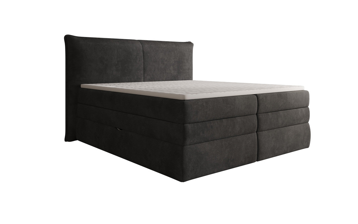 Boxspringbed Avelora met opbergruimte in Ribstof