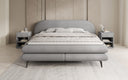 Boxspringbed Marisol met ovale hoofdbord in Bouclé