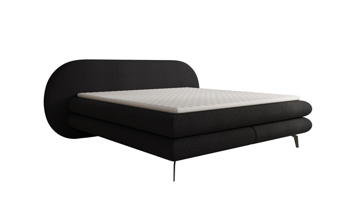 Boxspringbed Marisol met ovale hoofdbord in Bouclé