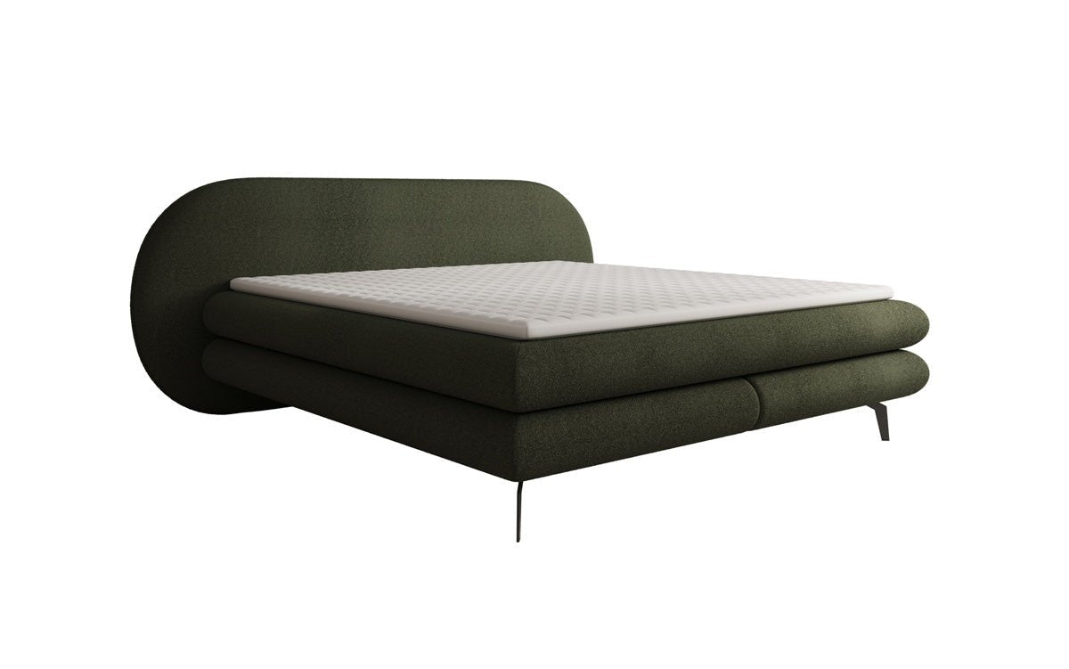 Boxspringbed Marisol met ovale hoofdbord in Bouclé
