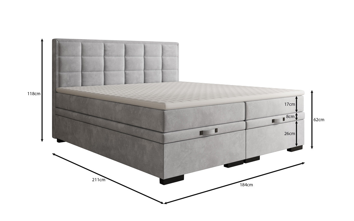 Boxspringbed Alessia met opbergruimte in fluweel
