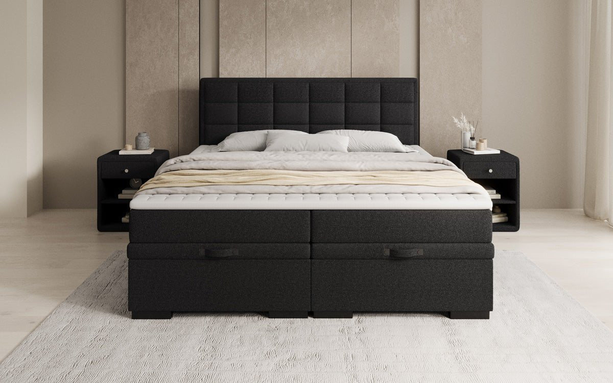 Boxspringbed Alessia met opbergruimte in Teddystof Bouclé