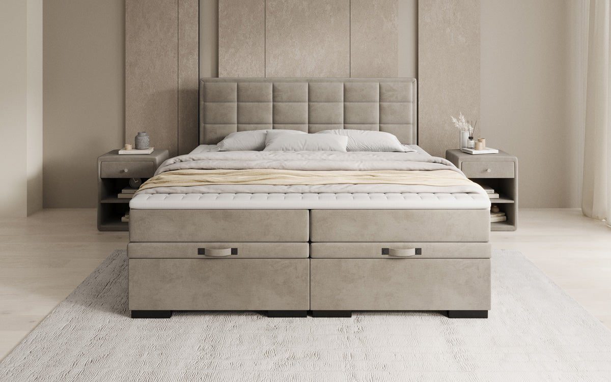 Boxspringbed Alessia met opbergruimte in fluweel