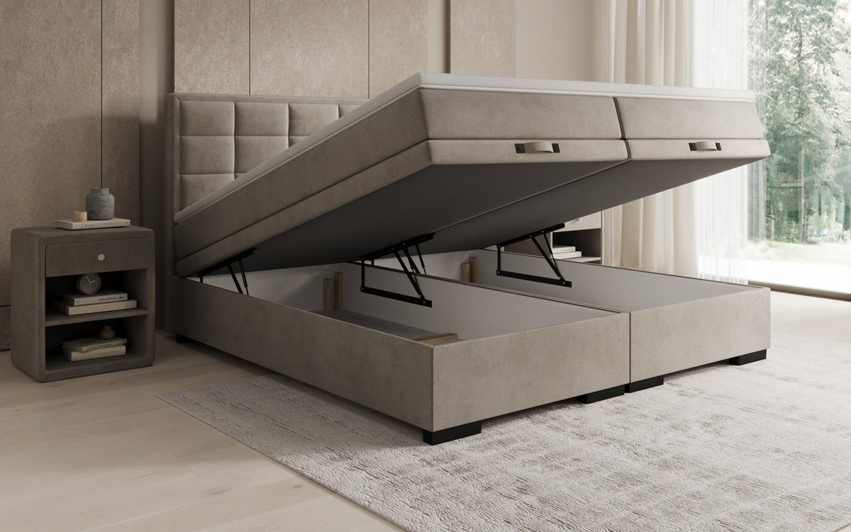 Boxspringbed Alessia met opbergruimte in fluweel