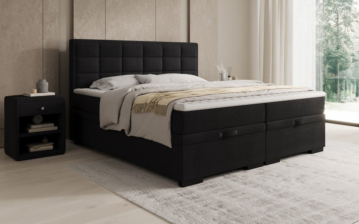 Boxspringbed Alessia met opbergruimte in Teddystof Bouclé