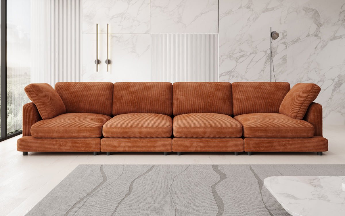Designer 4-zitsbank Thalessa in Ribstof