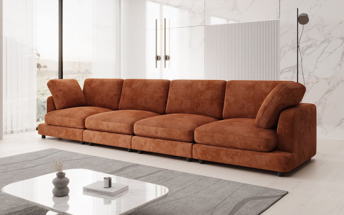 Designer 4-zitsbank Thalessa in Ribstof