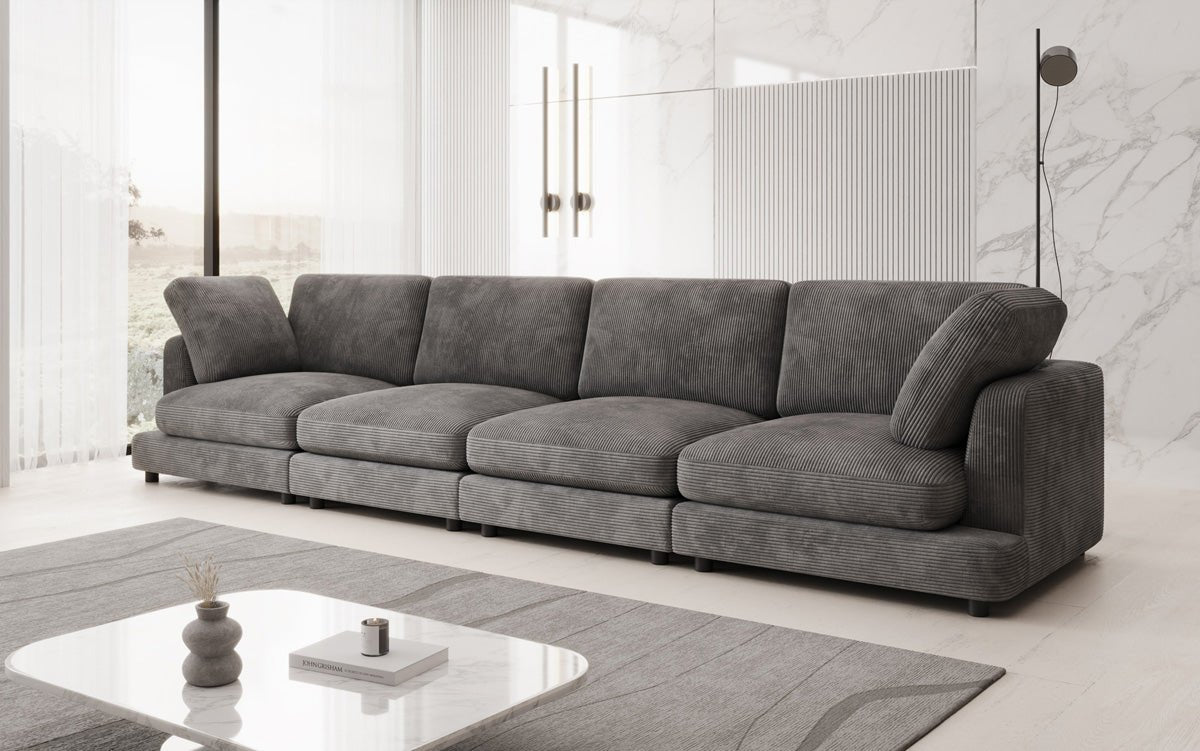 Designer 4-zitsbank Thalessa in Ribstof