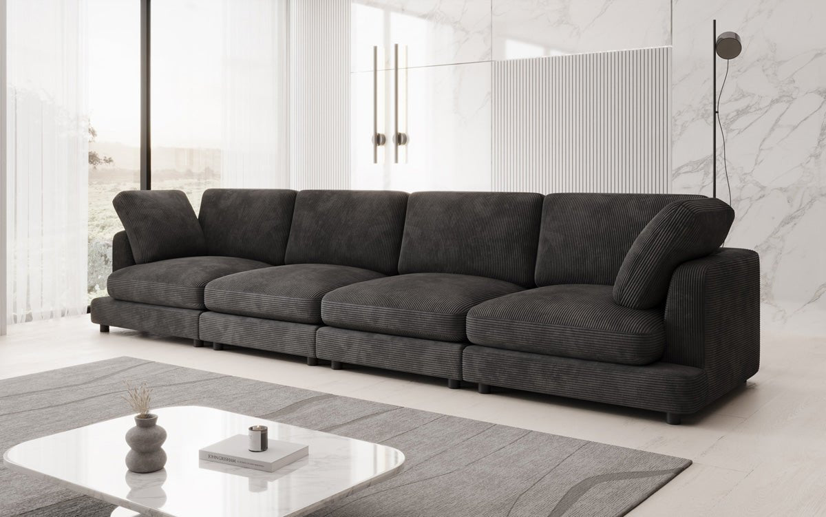 Designer 4-zitsbank Thalessa in Ribstof