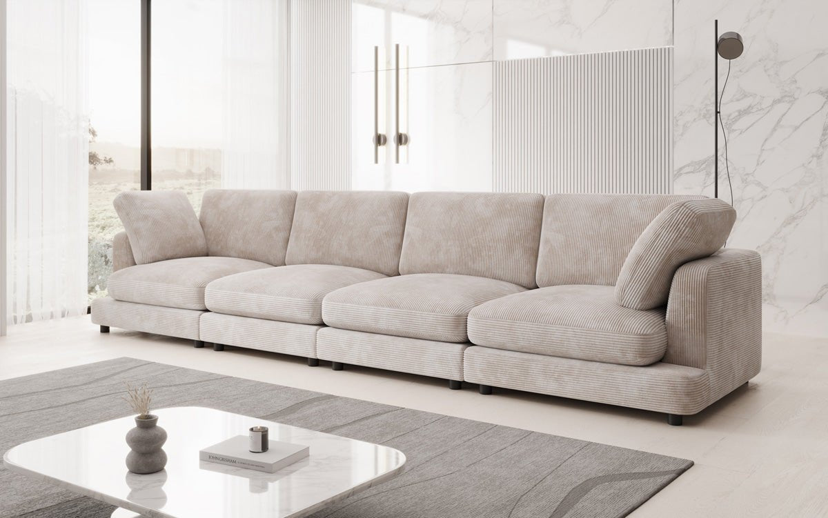 Designer 4-zitsbank Thalessa in Ribstof