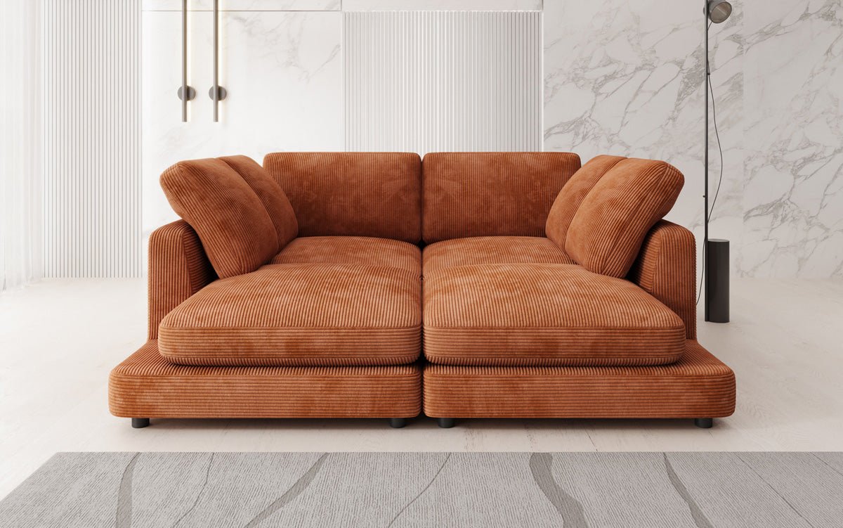 Designer loungebank Thalessa in ribstof