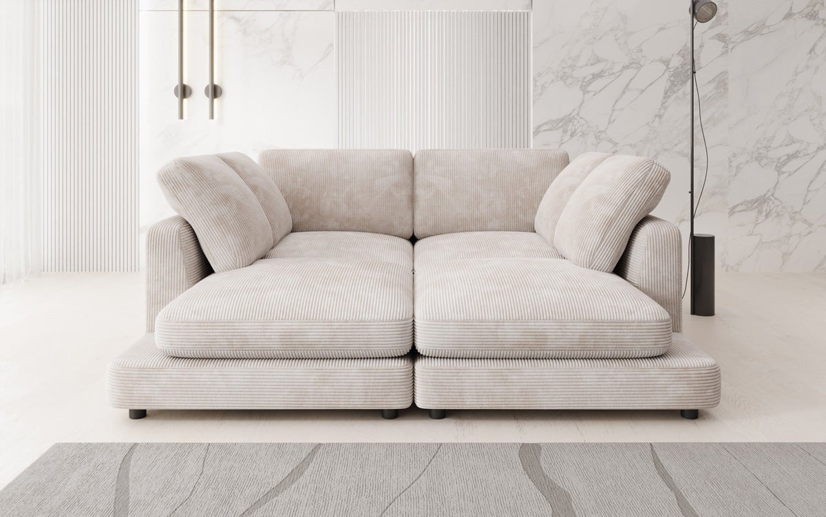 Designer loungebank Thalessa in ribstof
