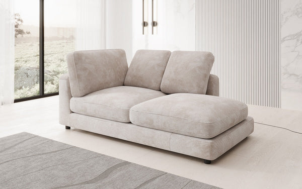 Designer chaise longue/sofa Thalessa in ribstof