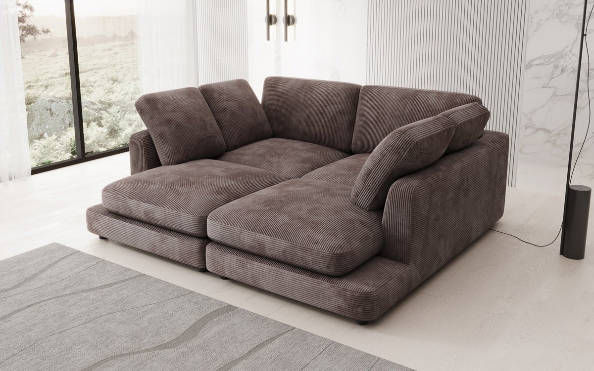 Designer loungebank Thalessa in ribstof