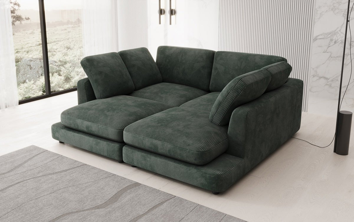Designer loungebank Thalessa in ribstof