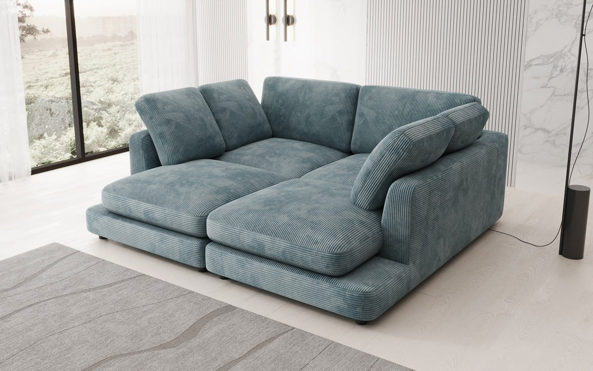 Designer loungebank Thalessa in ribstof