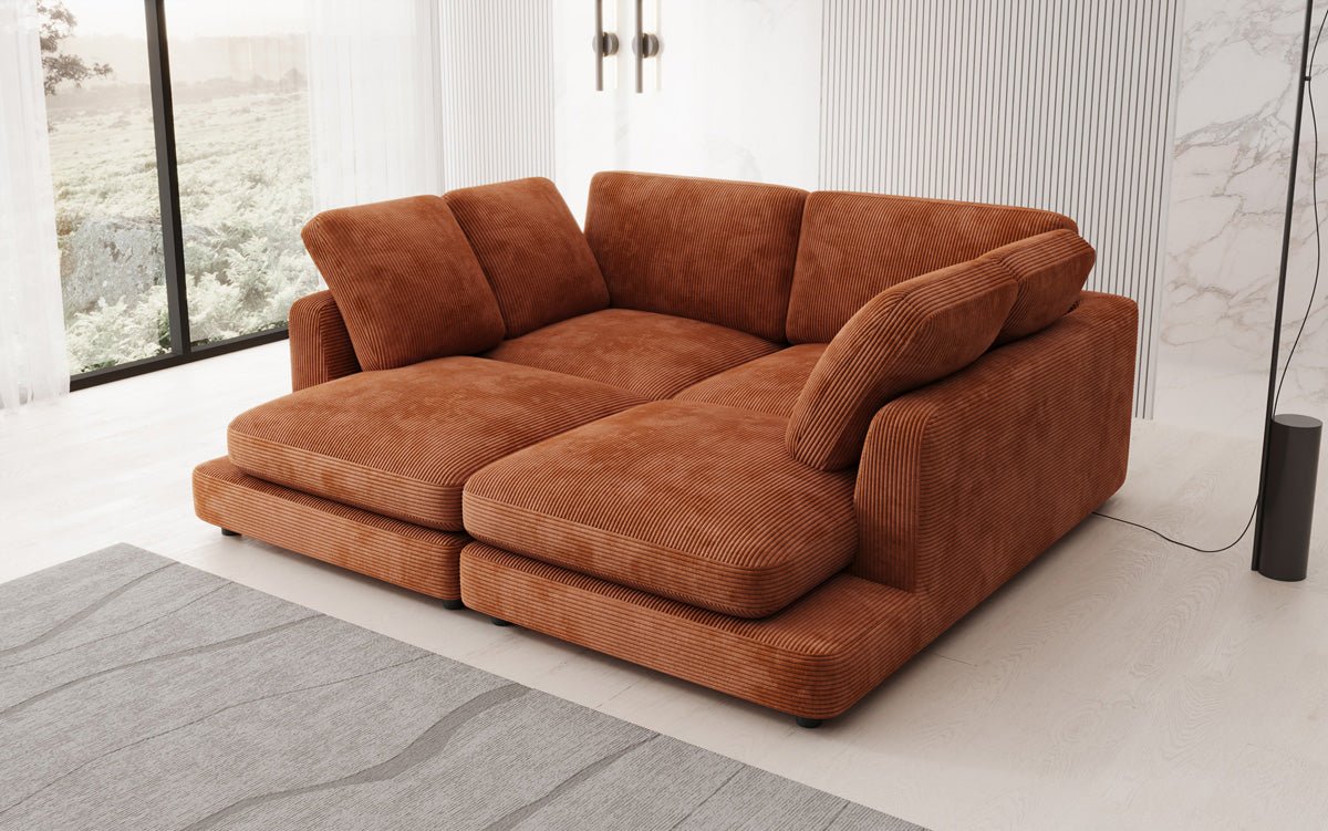 Designer loungebank Thalessa in ribstof
